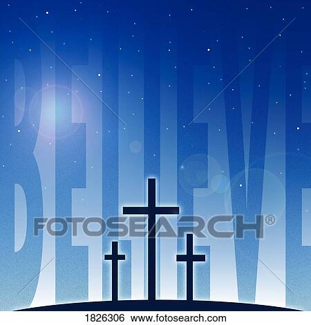 Three crosses and believe View Large Photo Image Stock Photograph - Three crosses and believe. Fotosearch