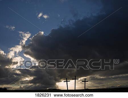 Stock Image - Three crosses, West Yorkshire, England. Fotosearch