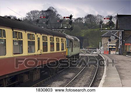 Train at station, Grosmont, North Yorkshire, England View Large Photo Image Stock Image - Train at station, Grosmont, North Yorkshire, England. Fotosearch