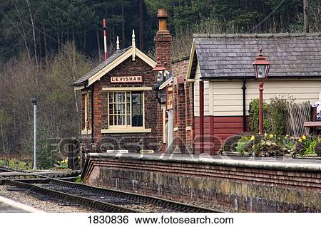 Stock Photograph - Train station in England. Fotosearch