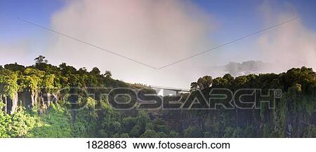 Stock Image - Victoria falls bridge, Zambezi River, Zambia, Africa. Fotosearch