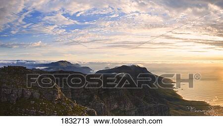 Stock Image - View Of South Atlantic Ocean From Table Mountain, Cape Town, South Africa, Africa . Fotosearch
