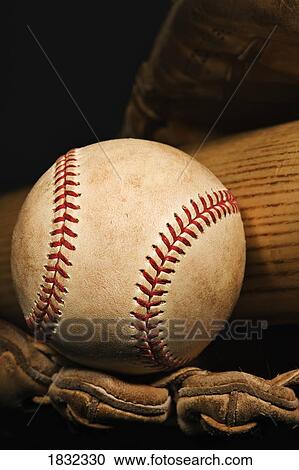 Vintage baseball glove, bat and ball View Large Photo Image Stock Image - Vintage baseball glove, bat and ball. Fotosearch