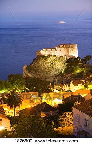 Stock Image - Walled city of Dubrovnik, Southeastern Tip of Croatia, Dalmation Coast, Adriatic Sea, Croatia, Eastern Europe . Fotosearch