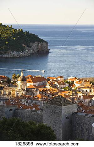 Stock Photo - Walled City of Dubrovnik, Southeastern Tip of Croatia, Dalmatian Coast, Adriatic Sea, Croatia, Eastern Europe . Fotosearch