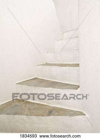 Stock Image - White stairs. Fotosearch