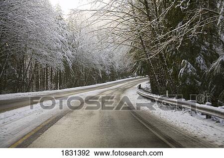 Winter road, Oregon, USA View Large Photo Image Stock Image - Winter road, Oregon, USA. Fotosearch