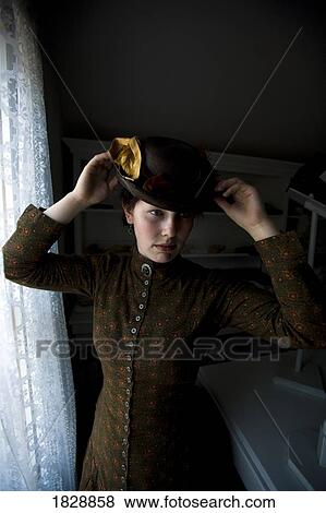 Stock Photo - Woman in vintage clothes. Fotosearch