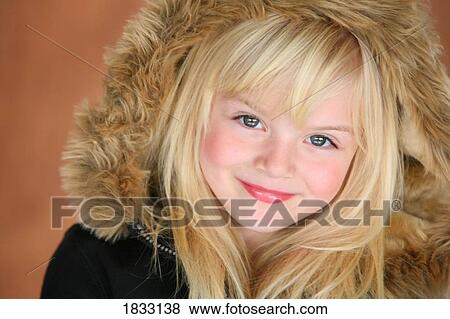 Young girl in brown fur hood View Large Photo Image Stock Photo - Young girl in brown fur hood. Fotosearch