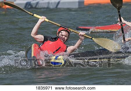 Stock Image - 2008 Canoe polo championships. Fotosearch