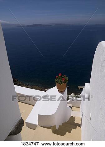 Stock Photo - Architecture with a view, Santorini, Greece . Fotosearch