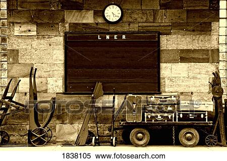 Stock Photography - Baggage carts at the London and North Eastern Railway, North Yorkshire, England. Fotosearch