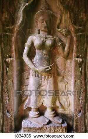 Stock Photograph - Bas-reliefs of Hindu myths at Angkor Wat, Angkor, Cambodia . Fotosearch