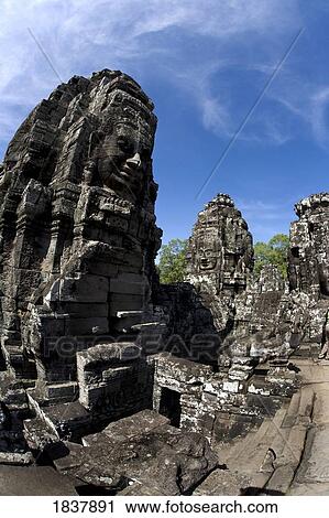 Stock Image - Bayon temple, Angkor, Cambodia. Fotosearch