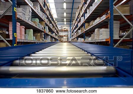 Belt conveyor in warehouse View Large Photo Image Stock Image - Belt conveyor in warehouse. Fotosearch