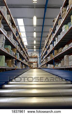 Belt conveyor in warehouse View Large Photo Image Stock Image - Belt conveyor in warehouse. Fotosearch