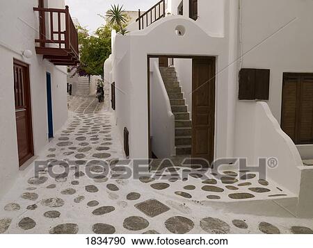 Stock Image - Buildings, Mykonos, Greece. Fotosearch
