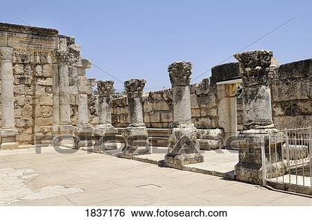 Stock Photograph - Capernaum, Israel; Ruins of a synagogue . Fotosearch