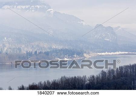 Columbia River Gorge in Winter, Oregon, USA View Large Photo Image Stock Photo - Columbia River Gorge in Winter, Oregon, USA. Fotosearch