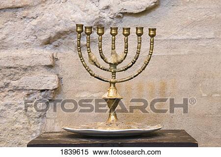 Stock Photography - Cordoba, Cordoba Province, Spain; Menorah in the medieval synagogue in the old Juderia. Fotosearch