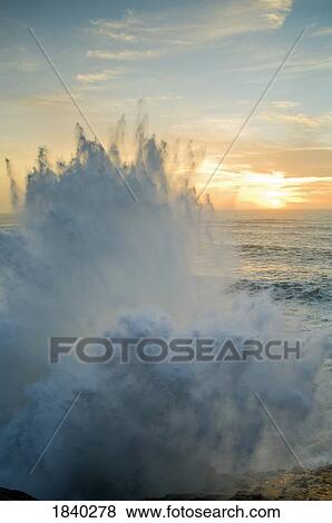 Crashing wave, Cape Kiwanda, Pacific City, Oregon, USA View Large Photo Image Stock Photo - Crashing wave, Cape Kiwanda, Pacific City, Oregon, USA. Fotosearch
