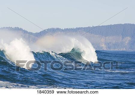 Crashing waves, Cape Kiwanda, Pacific City, Oregon, USA View Large Photo Image Stock Photo - Crashing waves, Cape Kiwanda, Pacific City, Oregon, USA . Fotosearch