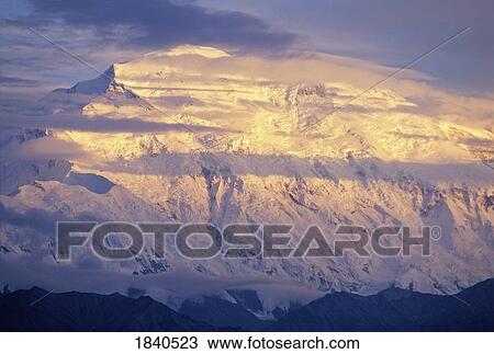 Stock Image - Denali Summit, Wickersham Wall, Denali National Park, Alaska, USA . Fotosearch