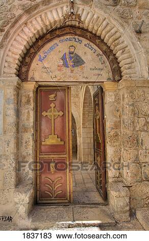 Door of St. Mark's church, Jerusalem, Israel View Large Photo Image Stock Image - Door of St. Mark's church, Jerusalem, Israel . Fotosearch