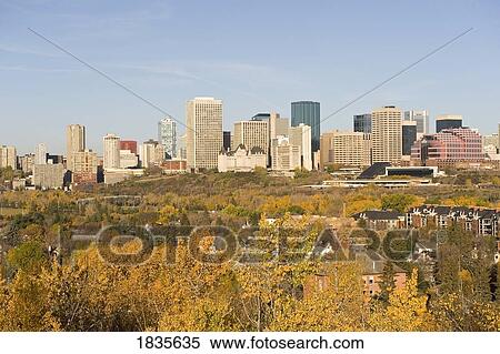Edmonton skyline in the fall, Alberta, Canada View Large Photo Image Stock Photography - Edmonton skyline in the fall, Alberta, Canada. Fotosearch