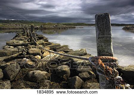 Stock Photography - Estuary poles, Colonsay, Scotland. Fotosearch
