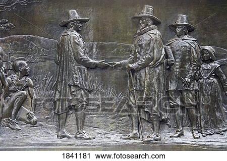 Stock Image - Founding of Boston Monument by Francis Paramino, Boston Common, Boston, Massachusetts, USA . Fotosearch