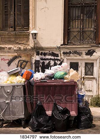 Stock Photo - Garbage, Athens, Greece . Fotosearch