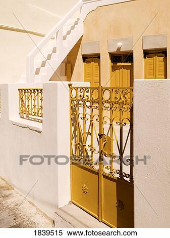 Stock Photography - Gate detail, Santorini, Greece . Fotosearch