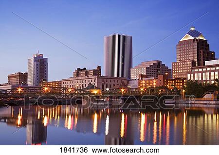 Genesee River and Rochester Skyline, New York State, USA View Large Photo Image Stock Photograph - Genesee River and Rochester Skyline, New York State, USA . Fotosearch