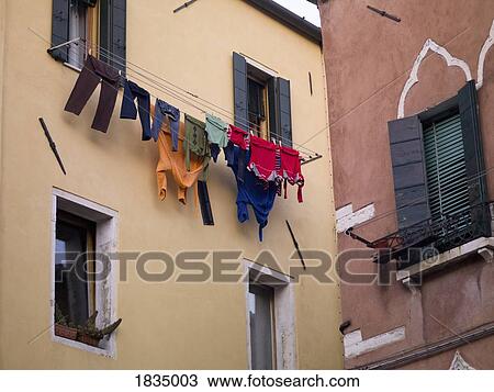 Hanging laundry, Venice, Italy View Large Photo Image Stock Image - Hanging laundry, Venice, Italy . Fotosearch