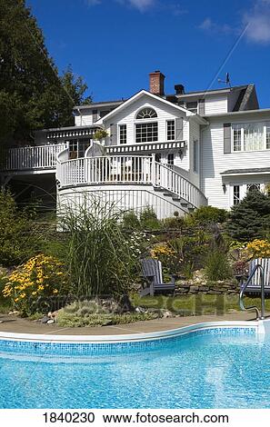 House and swimming pool View Large Photo Image Stock Image - House and swimming pool. Fotosearch