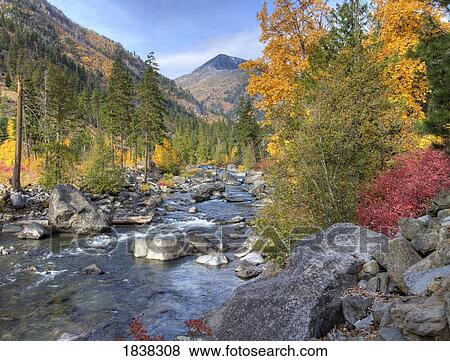 Stock Photo - Icicle River near Leavenworth, Washington, USA . Fotosearch