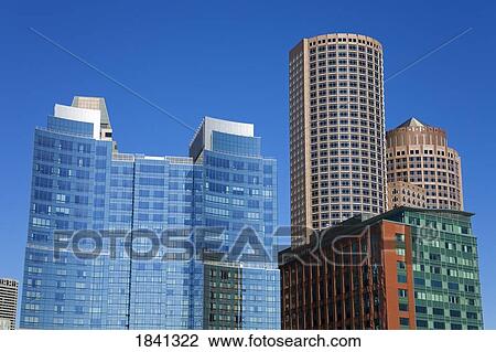 Stock Image - International Place Towers, Fort Point Channel, Boston, Massachusetts, USA . Fotosearch