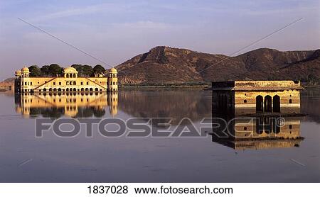 Jal Mahal, Jaipur, Rajasthan, India; Rajput style "Water Palace" in Mansagar lake after a monsoon View Large Photo Image Stock Photo - Jal Mahal, Jaipur, Rajasthan, India; Rajput style "Water Palace" in Mansagar lake after a monsoon. Fotosearch