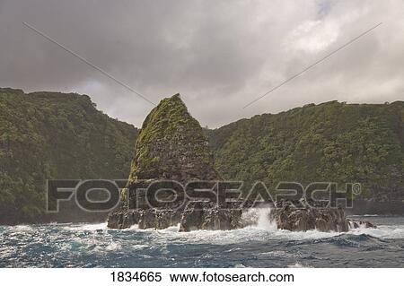 Stock Photography - 'Jurassic Rock', North East Shore, Maui, Hawaii, USA. Fotosearch