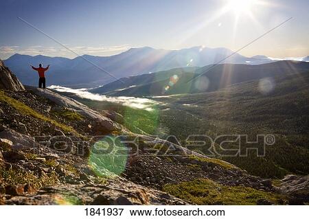 Kananaskis, Alberta, Canada; Man worshipping in nature View Large Photo Image Stock Photo - Kananaskis, Alberta, Canada; Man worshipping in nature. Fotosearch