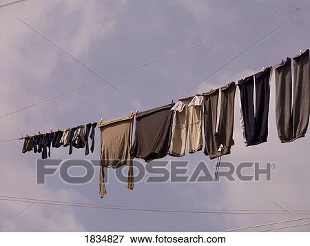 Stock Photo - Laundry hanging on the line. Fotosearch