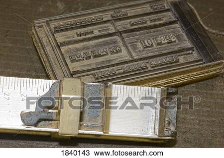 Stock Image - Letterpress printing tools. Fotosearch