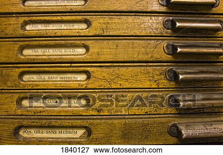 Stock Photo - Letterpress Printing, Type cases. Fotosearch