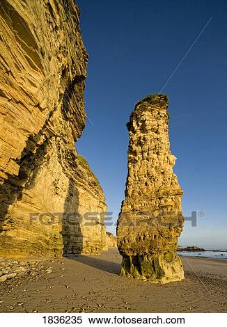Stock Photography - Lots Wife rock formation, Marsden Beach, South Shields, England, Eu. Fotosearch