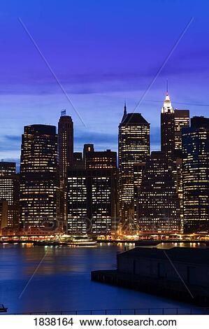 Picture - Lower Manhattan Skyline at twilight, New York City, New York, USA . Fotosearch