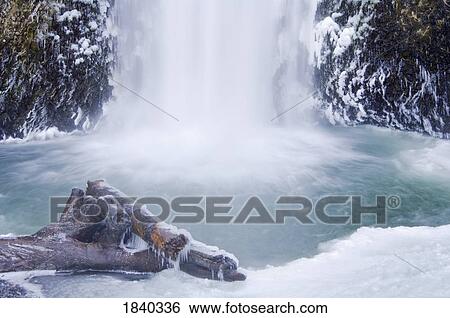 Lower Multnomah Falls in winter, Columbia River Gorge, Oregon, USA View Large Photo Image Stock Photograph - Lower Multnomah Falls in winter, Columbia River Gorge, Oregon, USA . Fotosearch