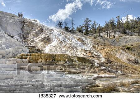 Stock Photo - Mammoth hot springs, Yellowstone National Park, Montana, USA. Fotosearch