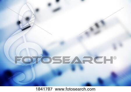 Stock Photo - Music and treble clef. Fotosearch