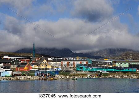 Stock Photography - Nanortalik, Qoornoq, Kitaa, Southern Greenland, Kingdom of Denmark; Town on the Southern tip of Greenland . Fotosearch